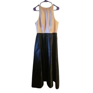 Alfred Sung satin pale pink bodice black skirt gown formal dress sz 12 evening